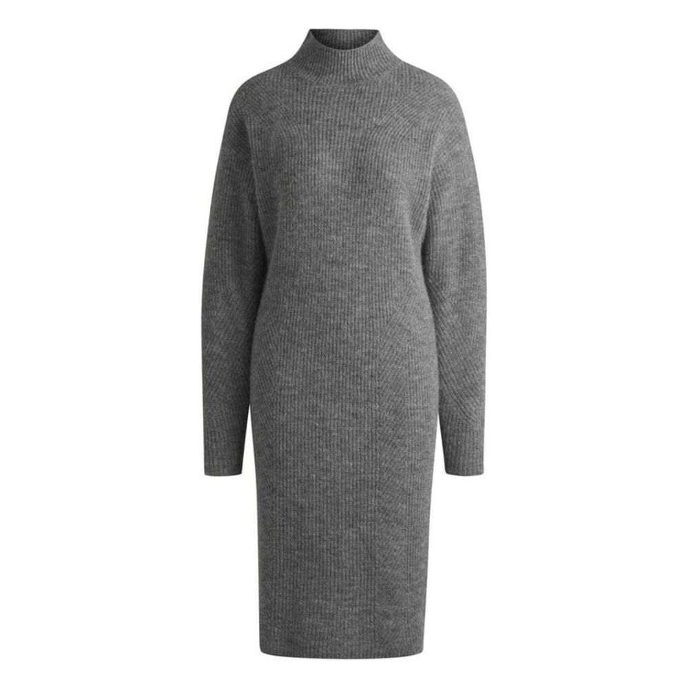 Boss Womens/Ladies Fagdassy Ribbed Long-Sleeved Sweater Dress / Silver